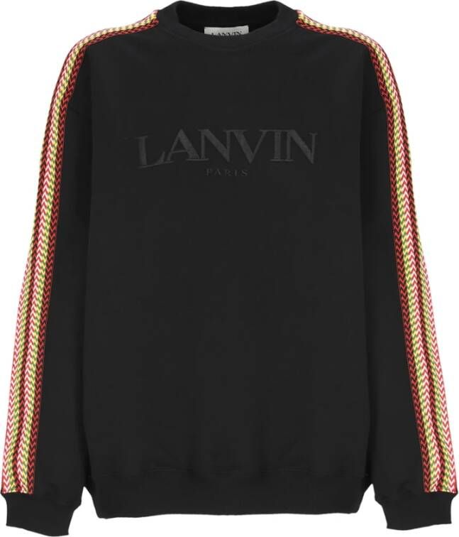 Lanvin Zwarte Katoenen Sweatshirt met Contrasterende Curb Details Zwart Heren