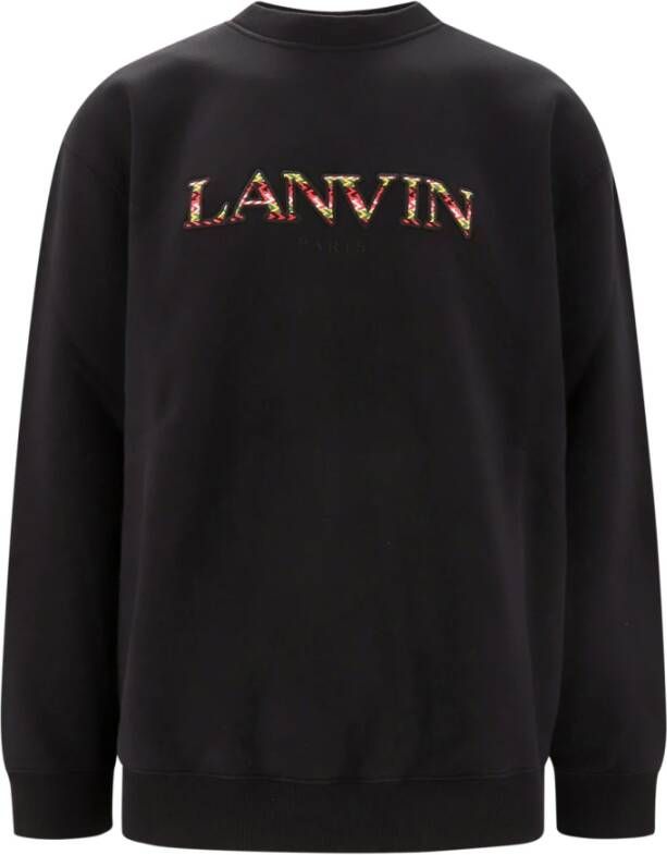 Lanvin Zwarte Katoenen Sweatshirt met Multicolor Logo Zwart Heren