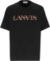 Lanvin Zwarte katoenen T-shirt met logo borduursel Zwart Heren - Thumbnail 1