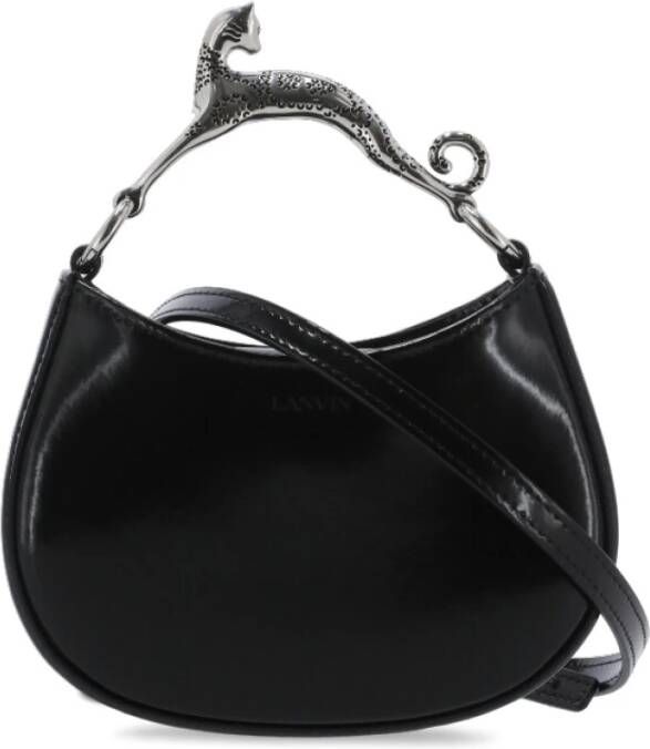Lanvin Zwarte leren handtas met metalen kattenhandvat Zwart Dames