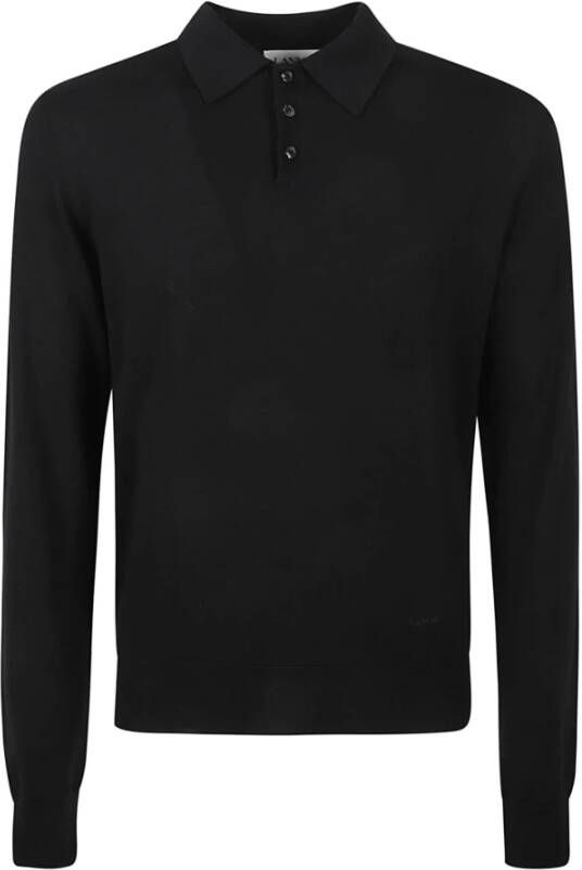 Lanvin Zwarte Merinos Polo: Stijlvol en Comfortabel Zwart Heren