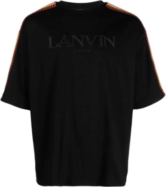 Lanvin Oversized Geborduurde Zijkant T-Shirt Black Heren