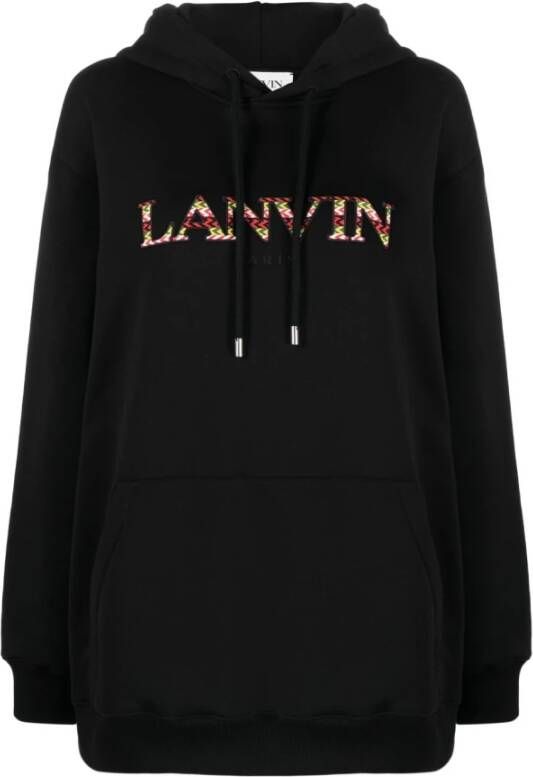 Lanvin Logo-geborduurde hoodie voor dames Black Dames