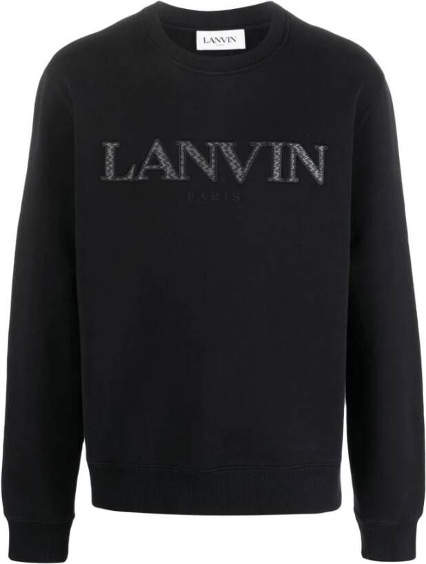 Lanvin Zwarte katoenen trui met geborduurd logo Black Heren