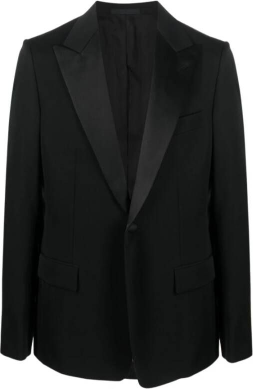 Lanvin Zwarte Tuxedo Jas met Piek Kraag Black Heren
