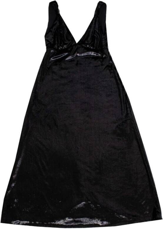 Lardini Black Embellished Velvet effect Dress Zwart Dames