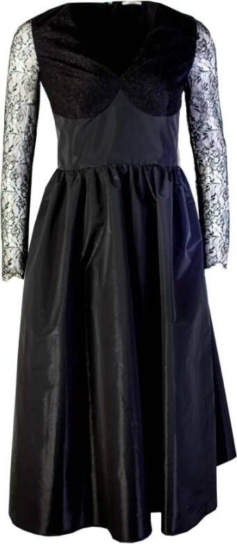 Lardini Black Long Dress with Lace details Zwart Dames