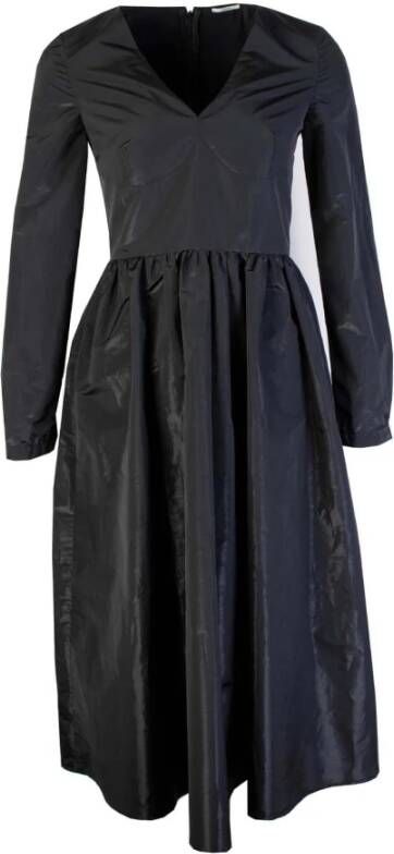 Lardini Black Long Dress with V Neck Zwart Dames
