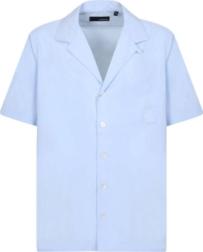 Lardini Blauw overhemd met korte mouwen en klassieke kraag Blauw Heren