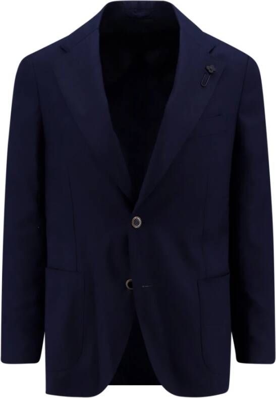 Lardini Blauwe Cashmere Wol Zijden Blazer Blauw Heren