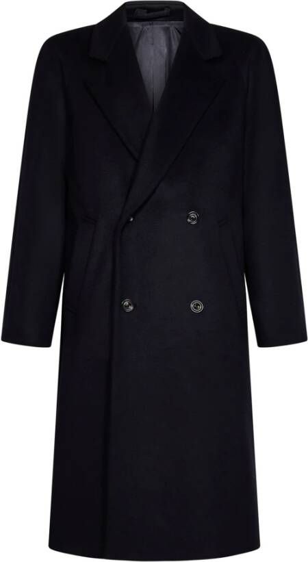 Lardini Marineblauwe wollen jas met logo broche Zwart Heren
