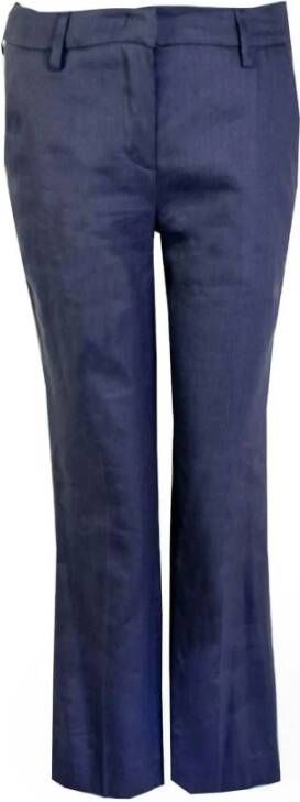 Lardini Blue Linen Blend Chino Trousers Blauw Dames