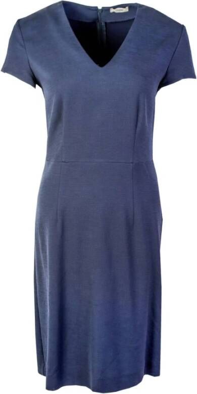 Lardini Blue V-Neck midi lenght Viscose dress Blauw Dames