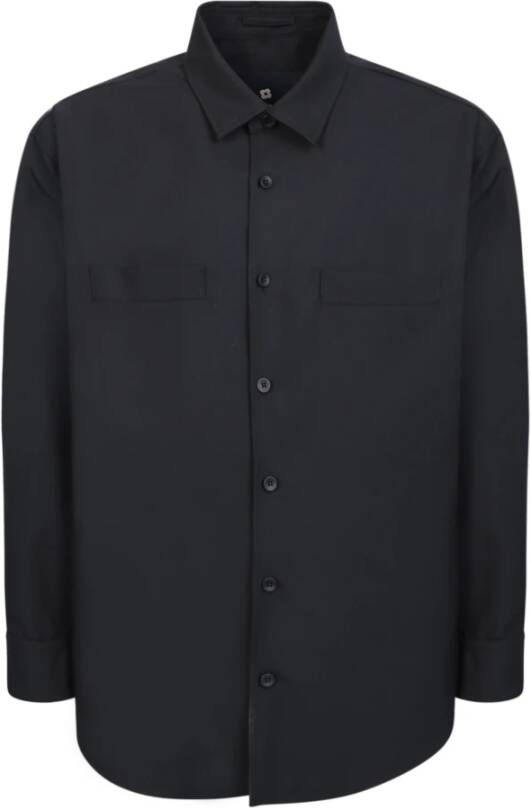 Lardini Zwarte relaxte shirt met klieke kraag Black Heren