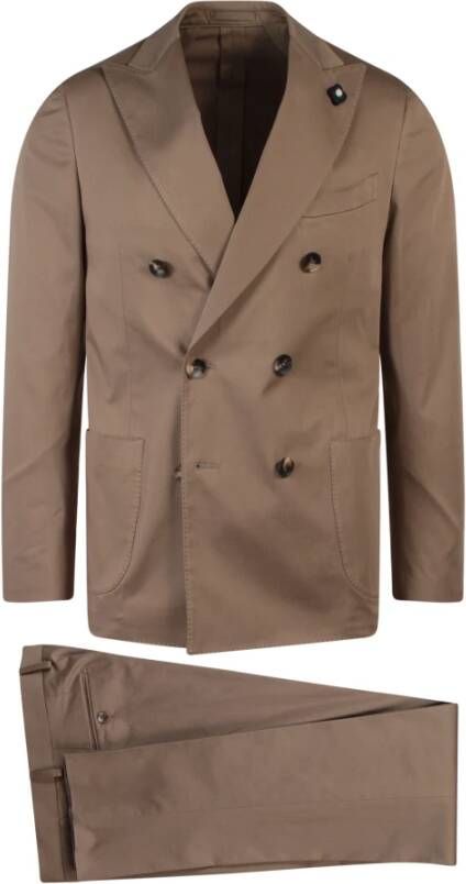 Lardini Double Breasted Suits Bruin Heren