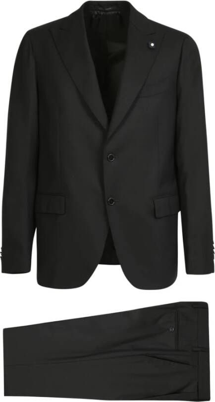 Lardini Elegant pak met één borsten in maagdelijke wol Zwart Heren