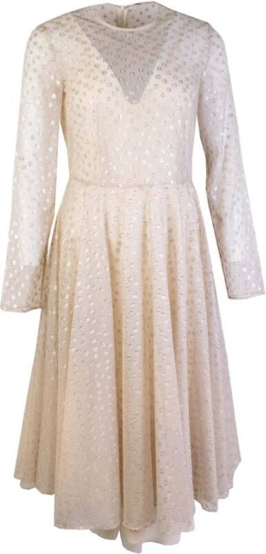 Lardini Ivory Embellished Tulle Dress White Dames
