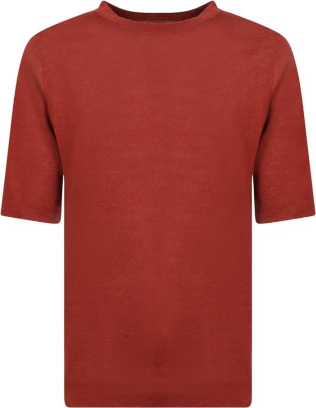 Lardini Minimalistisch Rood T-Shirt met Tijdloze Stijl Bruin Heren