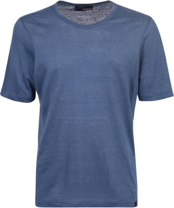 Lardini Monocrom linnen t-shirt Blauw Heren