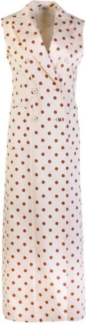 Lardini Polka Dots Sleeveless Long Dress White Dames