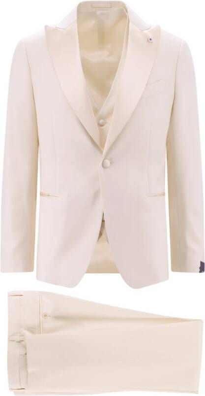 Lardini Single Breasted Suits Beige Heren