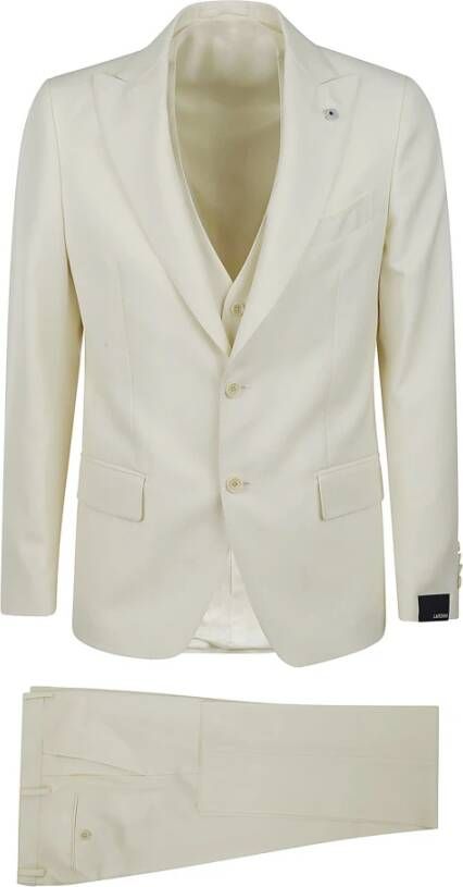 Lardini Single Breasted Suits White Heren