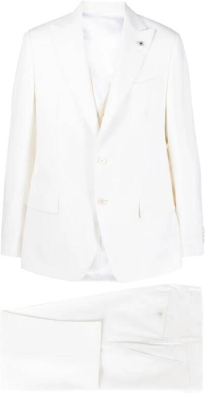 Lardini Single Breasted Suits White Heren