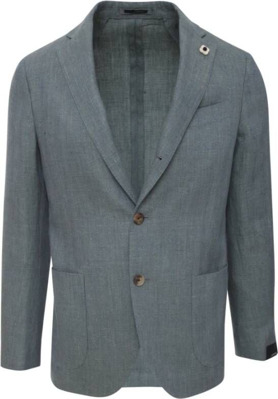 Lardini Special Line Drop 7 Reg Chevron wazig jasje Blauw Heren