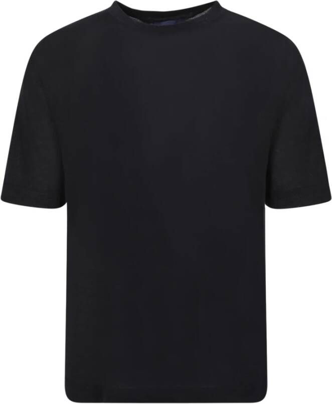 Lardini Zwart Linnen Blend Casual T-Shirt Black Heren