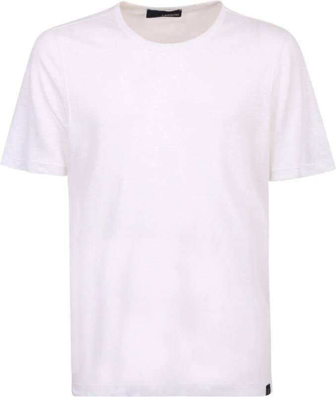 Lardini Witte Linnen T-shirt met Gestreept Detail White Heren