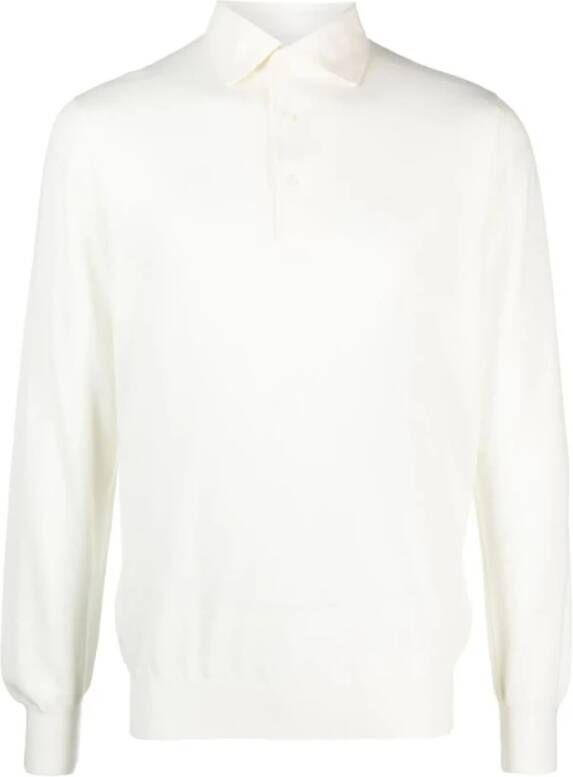 Lardini Wollen Polo Shirt Regular Fit White Heren