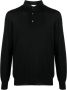 Lardini Zwart Fijngebreid Wol Polo Shirt Black Heren - Thumbnail 1