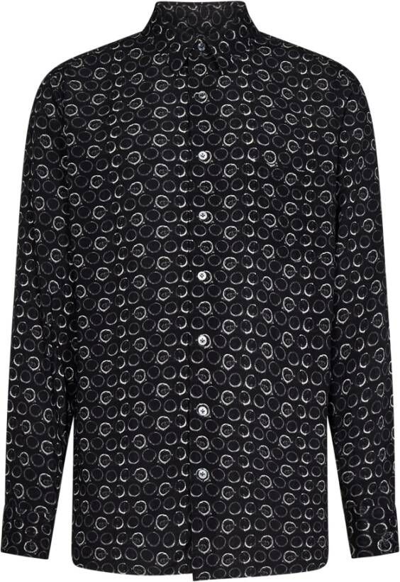 Lardini Zwarte viscose overhemd met grafische print Zwart Heren