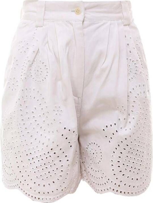 Laurence Bras Geborduurde katoenen shorts Beige Dames