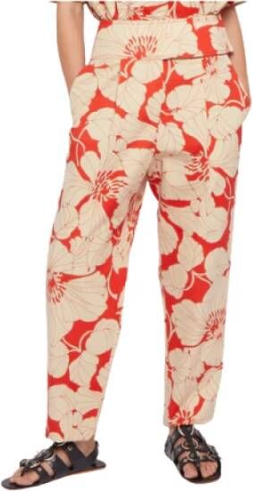 Laurence Bras Slim-Fit Broek met Bloemenprint Oranje Dames