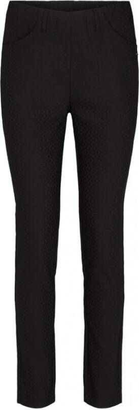 LauRie Slim Jacquard Broek Grace Collectie Black Dames