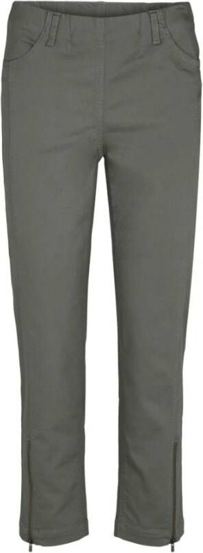LauRie Regular Crop Broek met Elastische Tailleband en Ritsdetails Gray Dames