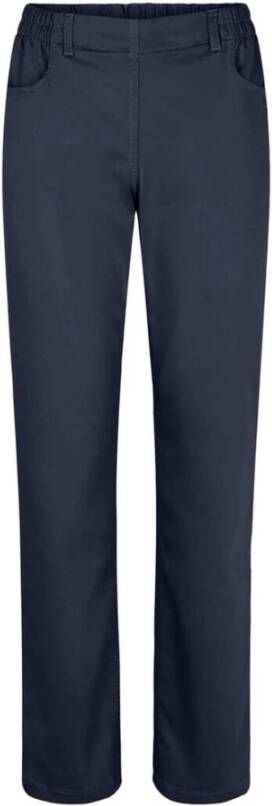 LauRie Ontspannen Navy Broek met Elastische Tailleband Blue Dames
