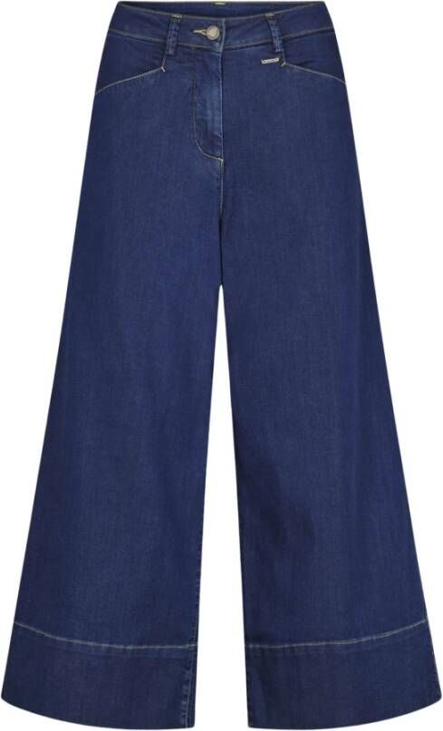 LauRie Rachel Loose Crop Broek Medium Blue Denim Blue Dames