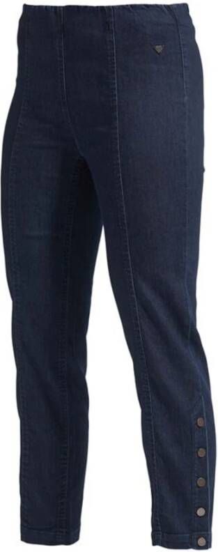LauRie Regular Cropped Jeans met knoopdetail Blue Dames
