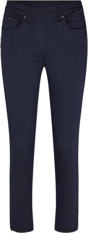 LauRie Slimme Geknipte Broeken met Elastische Tailleband Blue Dames