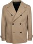 Lubiam Dubbelborstige Peacoat met Brede Revers Beige Heren - Thumbnail 1