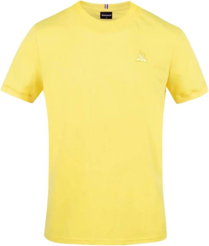 Le Coq Sportif Korte mouwen T-shirt Zachte en comfortabele 100% katoenen jersey Yellow Heren