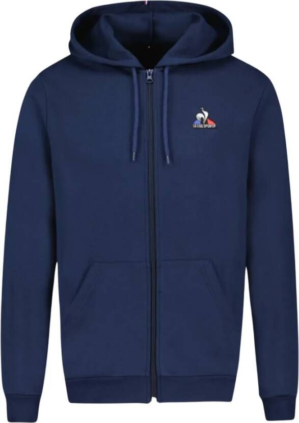 Le Coq Sportif Blauwe Sweater met Ritssluiting en Geborduurd Logo Blue Heren