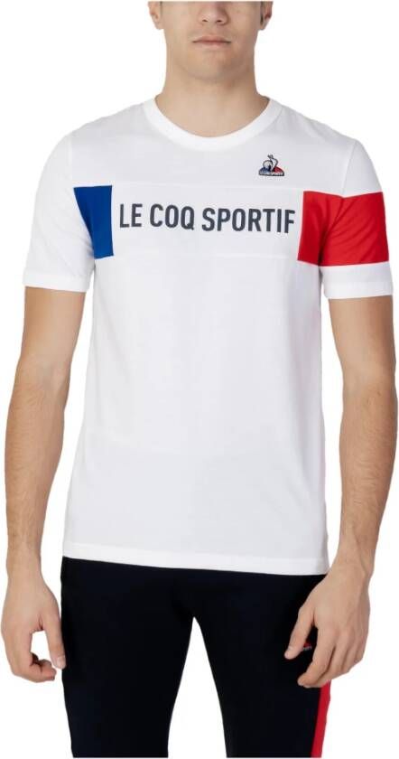 Le Coq Sportif TRI Tee SS N°1 100% Katoenen T-shirt Wit Heren