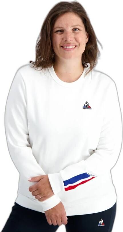 Le Coq Sportif Tricolor Sweatshirt Stijlvolle sportkleding White Dames