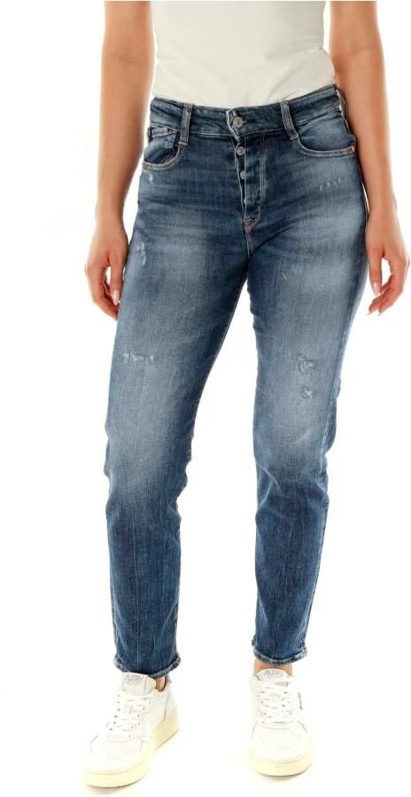 Le Temps Des Cerises Vernietigde Slim Fit Hoge Taille Jeans Blue Dames - Foto 4