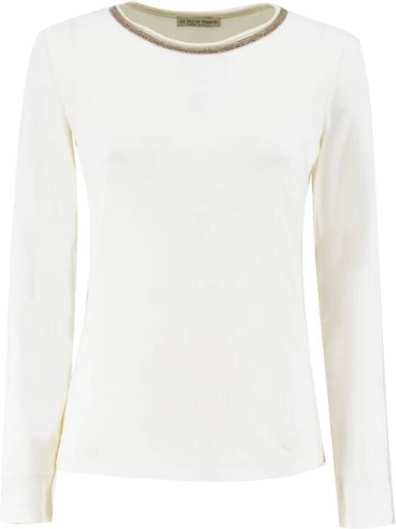 Le Tricot Perugia Long Sleeve Tops White Dames