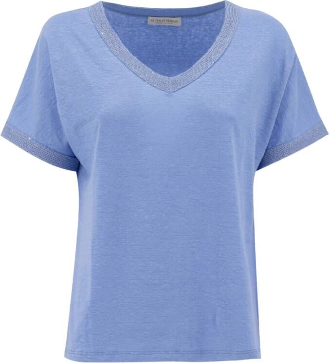 Le Tricot Perugia T-Shirts Blauw Dames