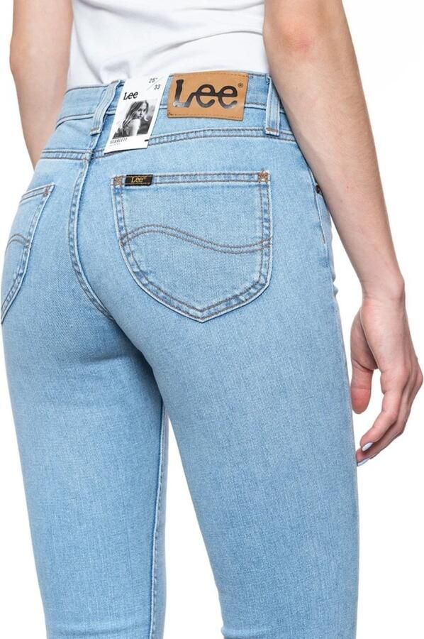 Lee Blauwe Skinny Jeans met Hoge Taille en Opgezet Logo Blue Dames